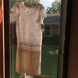 Vintage lace fringe dress